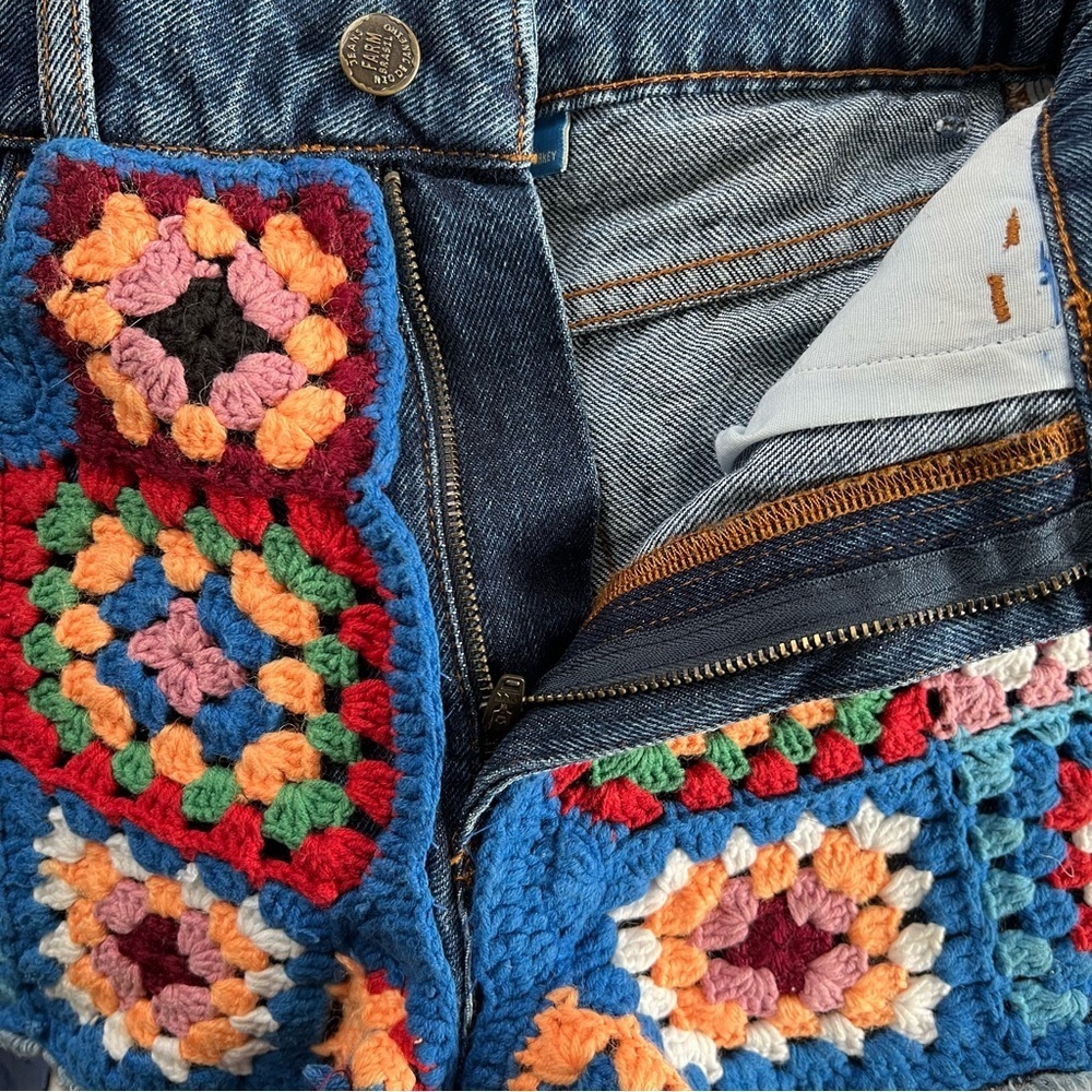 FARM Rio Multicolor Crochet Patchwork Jean Shorts - Picture 8 of 8